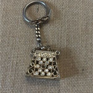 Vintage Rhinestone Purse Keychain- Needs Center Gem/stone-Purse Opens